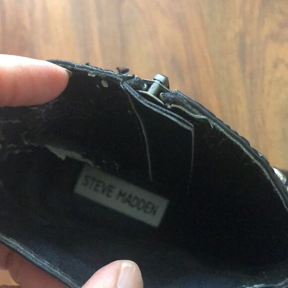 Steve Madden Leather studded low cowboy boots black size 8 - Picture 3 of 11